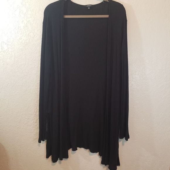 Ambiance Womens Long Open Cardigan Size 1X Black - Picture 1 of 8